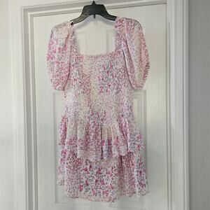 Japna Pink and White Smocked Dress